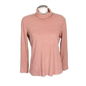 Uniqlo Heat Tech Fleece Sweater Base Layer Women L Orange Turtleneck Warm Soft